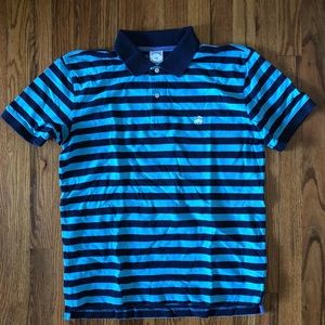 Brooks Brothers turquoise & dk blue striped polo